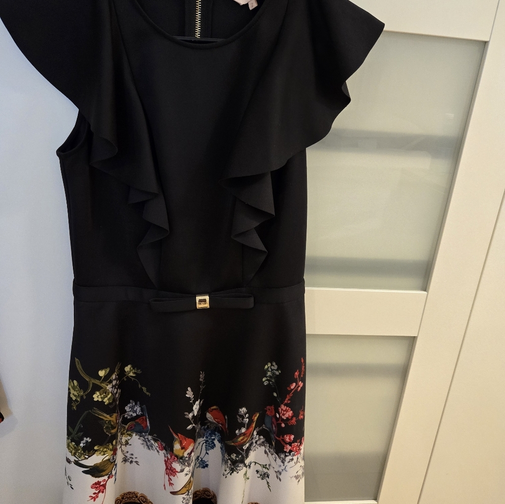 Ted Baker Black and Floral Mini Dress